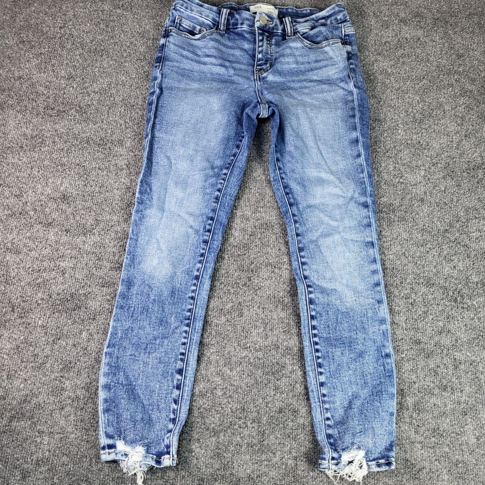 BKE Payton Universal Fit Mid-Rise Ankle Skinny Jeans Blue 27x27 Distressed Hem